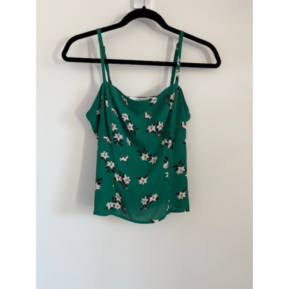 ASTR the Label Green Floral Camisole Smocked Back Tank Top Womens Medium